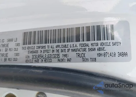 2018 Ram 2500 Tradesman 4X4 8' Box from USA, damaged, VIN 3C6UR5HL2JG313235